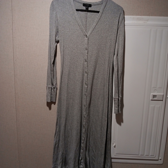 J Crew Gray Button Front Knit Midi Dress size M excellent condition - Picture 2 of 6